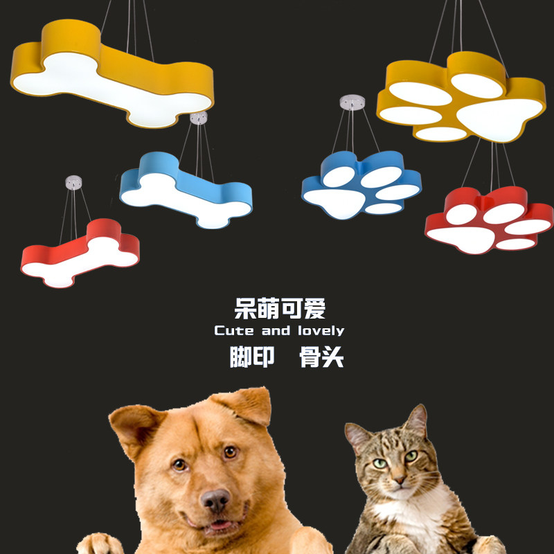 个性创意宠物店灯具吊灯狗脚印卡通灯led儿童房灯幼儿园教室过道