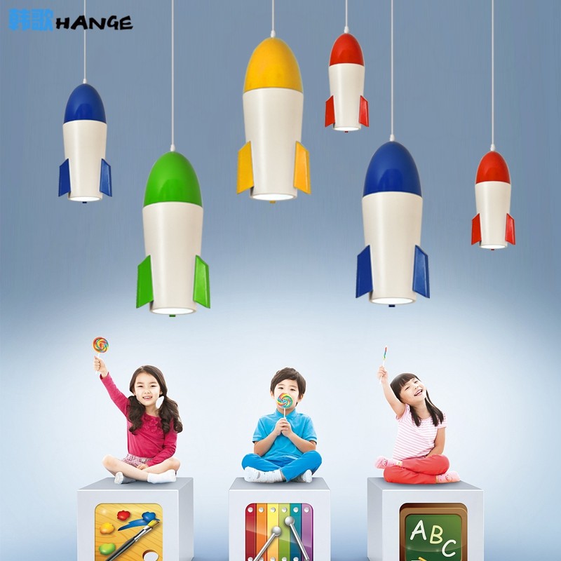 卡通火箭儿童房床头吊灯创意幼儿园吊灯教室游乐园装饰造型灯具