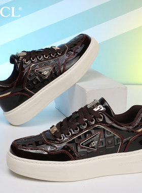 酷奇正品男鞋2025新款冬季高帮真皮皮面防水轻奢皮鞋欧洲站运动鞋