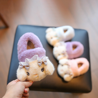 1一3岁幼儿宝宝棉鞋儿童棉拖冬季室内居家软底小女童保暖卡通鞋子