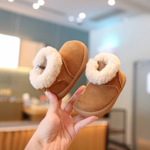 小步点婴儿棉鞋加绒保暖冬季男宝宝学步鞋女宝雪地靴防滑儿童鞋子