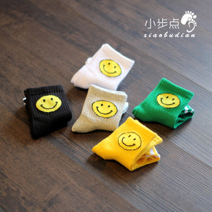2018春款 笑脸卡通袜男童女童全棉短袜小童休闲棉袜 儿童袜子韩版