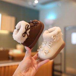 女宝冬鞋公主婴儿加绒加厚棉鞋宝宝学步鞋软底女童鞋子儿童雪地靴