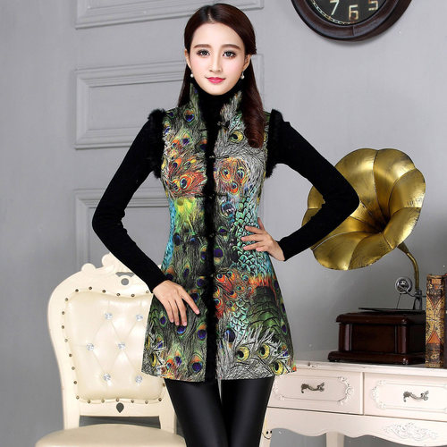 冬装旗袍上衣唐装背心式马夹马甲