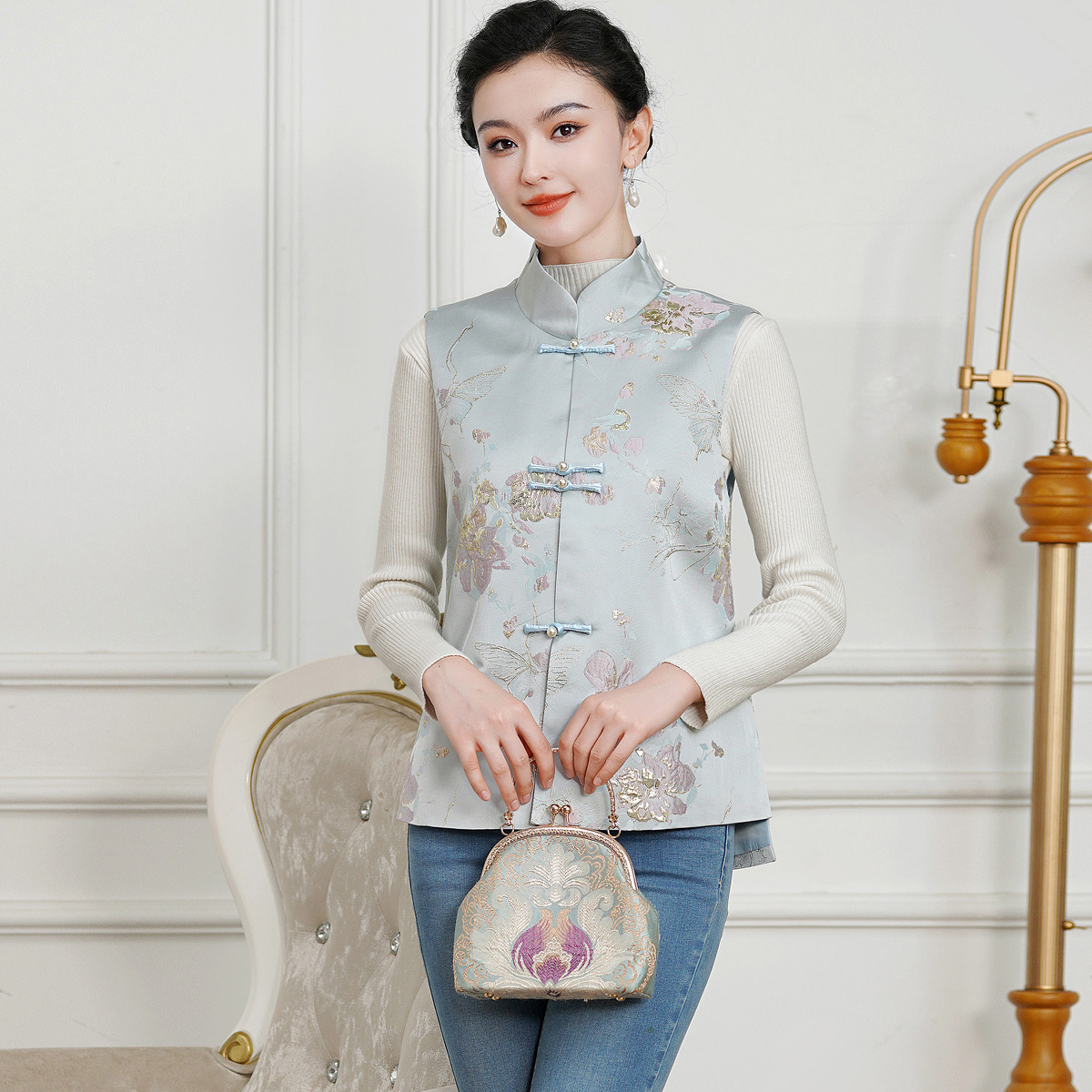 中国风女士唐装背心马夹马甲秋冬