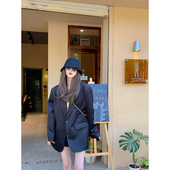 新款 雨菲黑色休闲西装 外套女2026早春季 宽松廓形高级感帅气西服潮