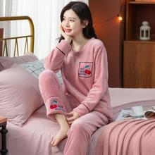 珊瑚绒睡衣女妈妈秋冬季2025新款中老年保暖毛绒法兰绒家居服套装