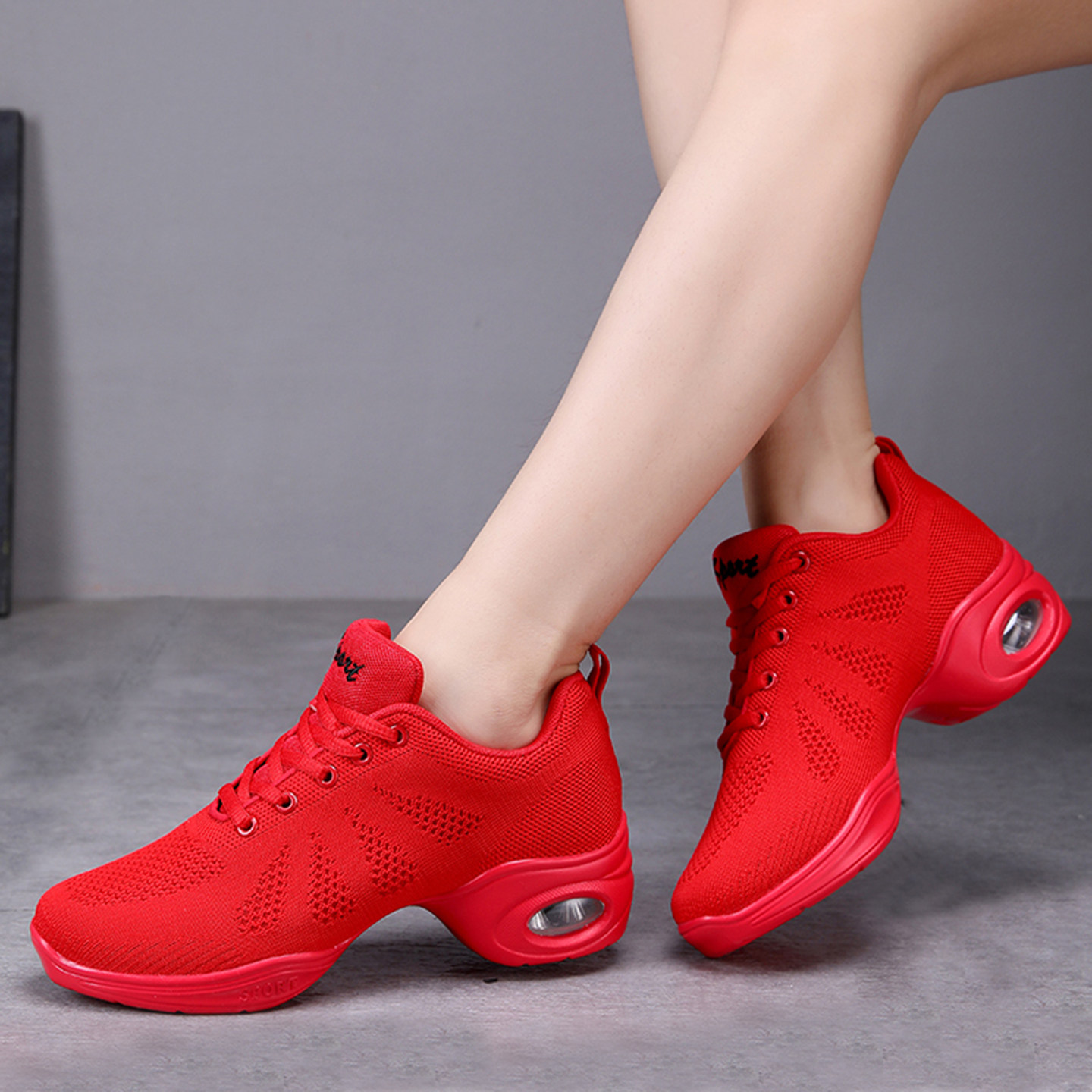 意中飞真皮软底透气广场舞鞋