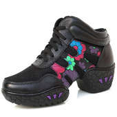 真皮网面透气增高软底现代广场跳舞女水兵舞蹈鞋 意中飞秋季 舞蹈鞋