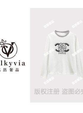 【Valkyvia/悠悠奢品】68236#烫钻波浪拼接T恤衫2025百搭潮流上衣