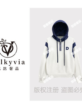 【Valkyvia/悠悠奢品】68321#撞色连帽印花卫衣2025休闲个性上衣
