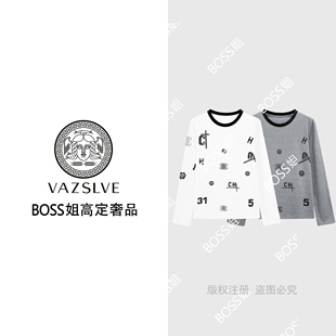拼接烫钻印花T恤2025潮流个性 68191 原创设计 上衣 VAZSLVE