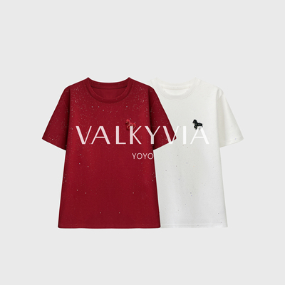 【Valkyvia/悠悠奢品】满天星烫钻短袖T恤2026早春个性上衣#68899