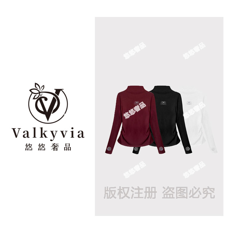 【Valkyvia/悠悠奢品】63992#时尚修身收腰烫钻T恤2025休闲上衣