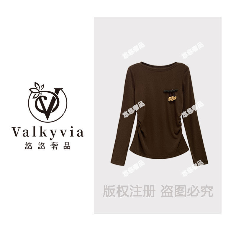 【Valkyvia/悠悠奢品】68535#时尚收腰T恤衫2025百搭个性潮流上衣