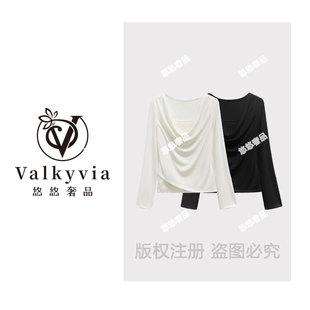 堆堆领假两件T恤2025秋个性 68516 悠悠奢品 潮流上衣 Valkyvia