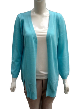 商场同款海尔曼斯春夏纯色混纺T恤Ｖ领中长款针织女装开衫G013A29