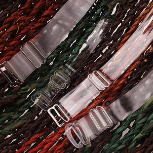 夏防滑加宽内衣透明隐形肩带 双细水晶金属扣文胸带子磨砂