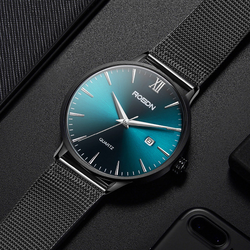 劳士顿正品手表男简约皮带运动新款名牌男士十大品牌石英男表防水