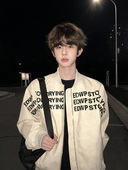 美式 复古字母印花夹克男女春秋潮牌飞行棒球服情侣高级感痞帅外套