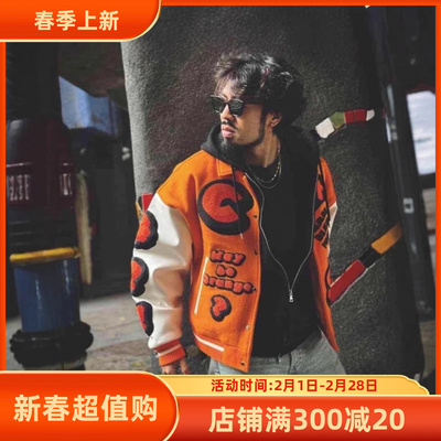 春秋欧美重磅刺绣棒球服男女复古宽松斯巴达夹克情侣潮牌嘻哈外套