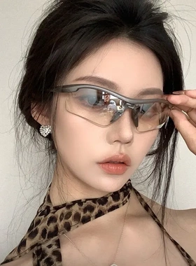 欧美潮流半框墨镜渐变水银个性登山运动显脸小防风护目镜骑行眼镜