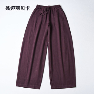 新款 女裤 高腰天丝亚麻舒适透气阔腿裤 长裤 十分裤 丽贝卡25037夏季