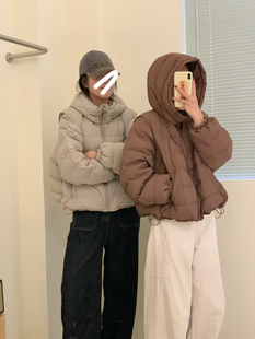 成人短款连帽宽松版排骨毛毛虫羽绒服超值不退换