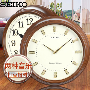 SEIKO日本精工时钟 古典15英寸可调音量音乐报时打点客厅挂钟 欧式