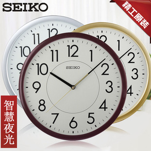 静音客厅创意石英钟 简约个性 14英寸日本SEIKO精工挂钟 夜光时尚