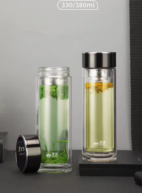 匡迪22474高硼玻璃玻璃杯水晶玻璃杯双层隔热高档泡茶杯隔热茶杯