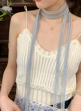 郑佰万~韩国ins复古蕾丝长条丝巾女春夏氛围感装饰飘带多功能绑发