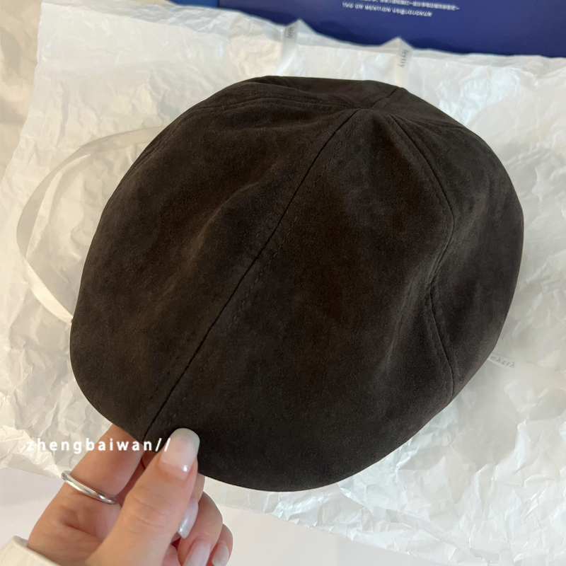 巧克力色系麂皮绒复古前进帽