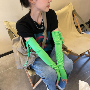 bongbong 妥妥的纯欲+辣妹搭配袖套夏季防晒冰袖纯色长款开车护臂