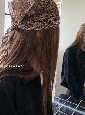 郑佰万 薄透设计师酷辣头巾女豹纹春秋ins百搭三角巾服饰搭配丝巾