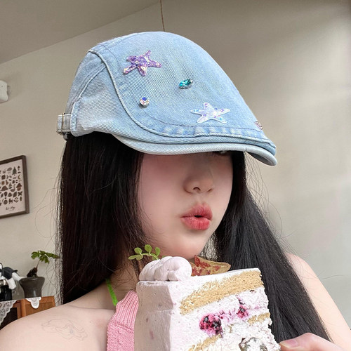 牛仔前进帽女百搭做旧