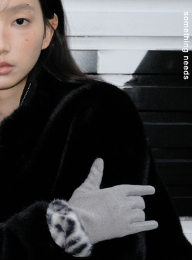 郑佰万 雅痞风尚 可触屏时髦豹纹手套冬季加绒保暖防寒骑行手套女