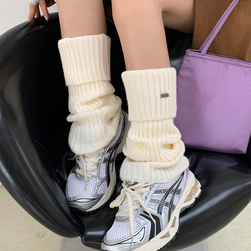 抗冻女孩~辣妹金属标针织袜套女