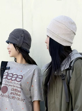 韩代购韩女氛围个性双面包头帽2