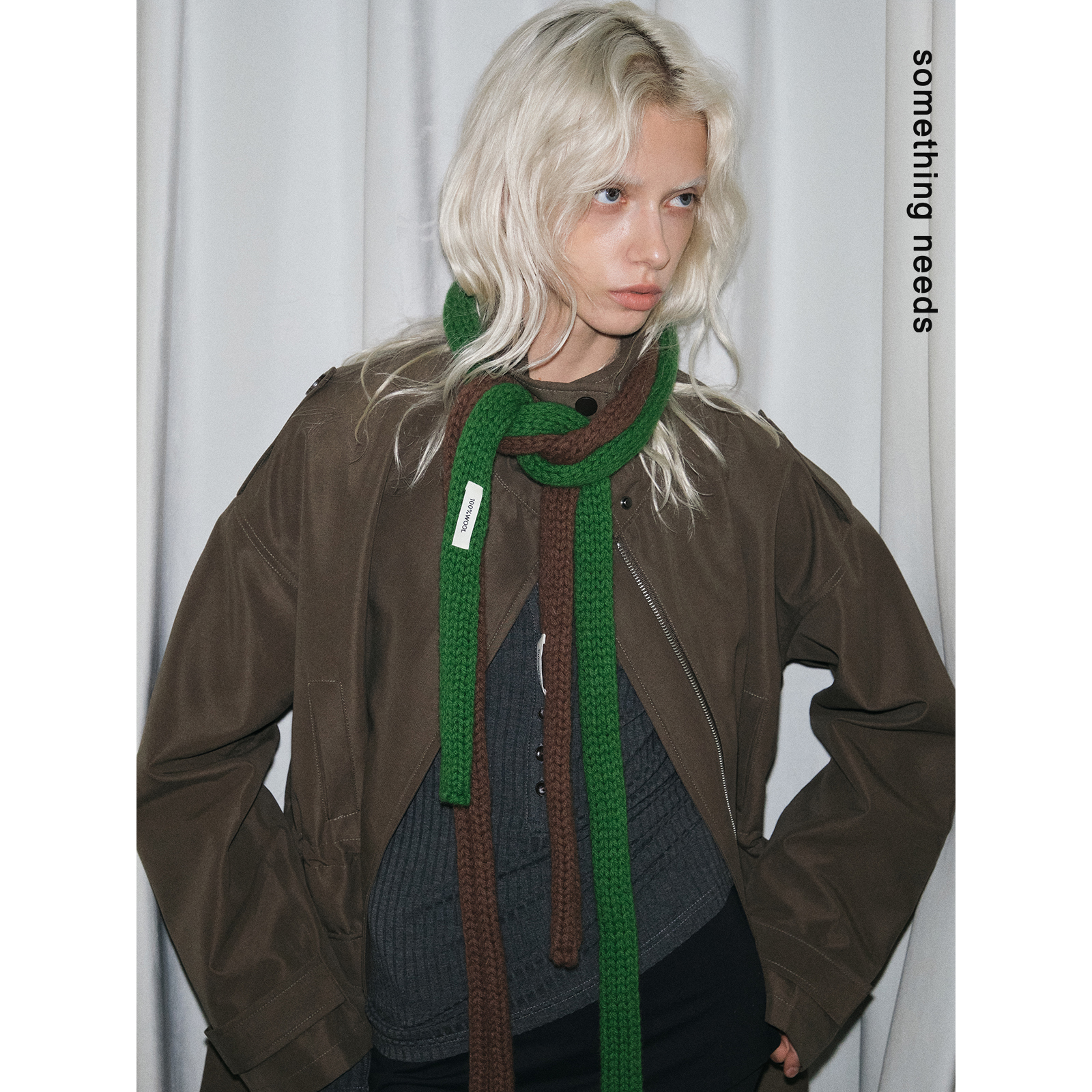 100%羊毛纯色简约细窄长条小围巾