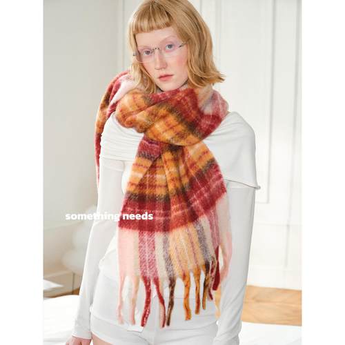 节日气息宽版围巾马海毛围脖保暖