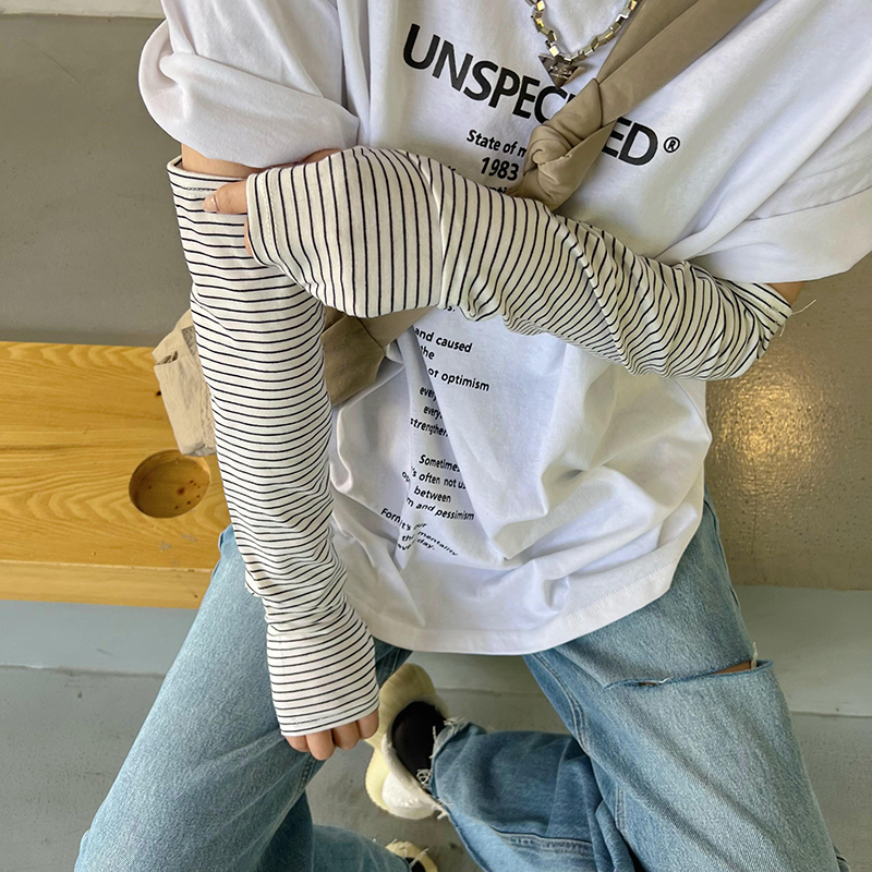 郑佰万夏季防晒冰袖女冰丝袖套护臂防紫外线薄款百搭手套袖子条纹