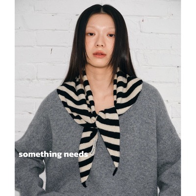 条纹领巾女百搭韩系氛围感