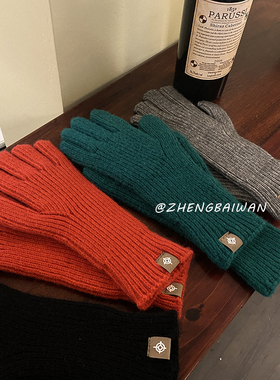秋冬分指可爱ins毛线针织手套冬天女骑车保暖露二指日系男女手套