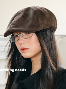 郑佰万 麂皮绒高品质前进帽女2025秋冬新款报童帽美式复古贝雷帽