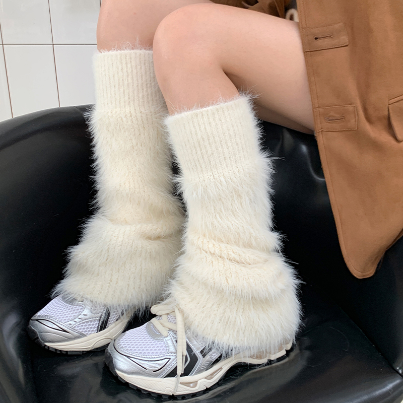 小雪人~原创自制y2k毛绒绒腿套女