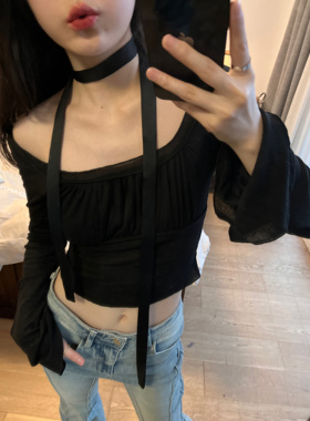 韩版小丝巾女2025新款纯色辣妹ins风黑色领带颈饰飘带长条发带潮