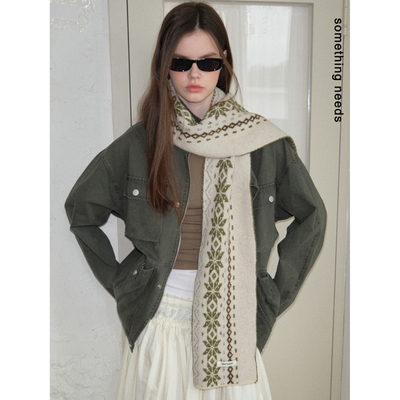 郑佰万北欧费尔岛提花针织围脖女