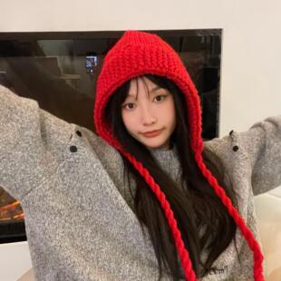 洋气秋冬包头帽女保暖针织帽毛线帽时尚 显脸小日系潮 韩版 郑佰万
