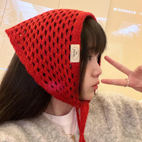小红帽~针织头巾女韩版透气